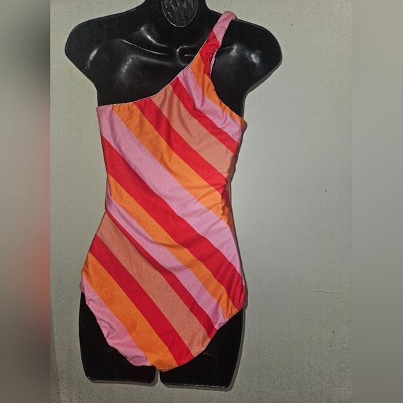 Mothcloth Size Medium One-Shoulder Striped Swimsuit - Picture 3 of 9